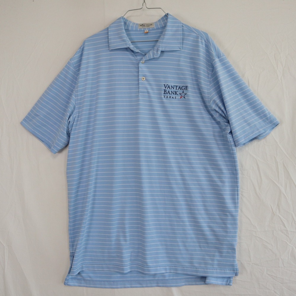 Peter Millar Polo Shirt Mens Large Summer Comfort Golf Short Sleeve Vantage Bank